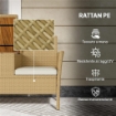 PANCA DA GIARDINO CON TAVOLINO A RIBALTA PORTAOGGETTI IN RATTAN E ACCIAIO 134X58X82 CM CREMA E CACHI