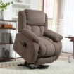 POLTRONA ALZAPERSONA MASSAGGIANTE E RECLINABILE CON 2 TASCHE E TELECOMANDO 93X104X105 CM MARRONE CHIARO