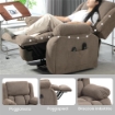 POLTRONA ALZAPERSONA MASSAGGIANTE E RECLINABILE CON 2 TASCHE E TELECOMANDO 93X104X105 CM MARRONE CHIARO