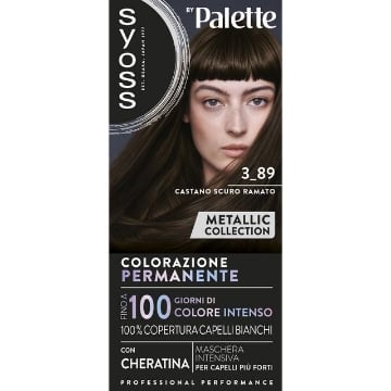 PALETTE SYOSS TINTA CAPELLI COLORAZIONE PERMANENTE 100% CON CHERATINA COPERTURA CAPELLI BIANCHI 3.89 CASTANO SCURO RAMATO OKX