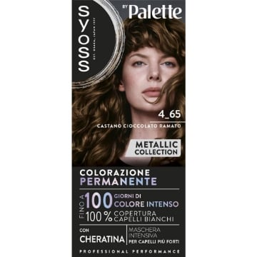PALETTE SYOSS TINTA CAPELLI COLORAZIONE PERMANENTE 100% CON CHERATINA COPERTURA CAPELLI BIANCHI 4.65 CASTANO CIOCCOLATO RAMATO  OKX