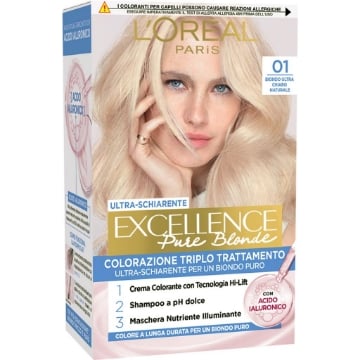 L'OREAL TINTA CAPELLI EXCELLENCE PURE CON ACIDO IALURONICO N.01 BIONDO ULTRA CHIARO NATURALE OKX