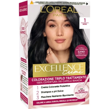 L'OREAL TINTA CAPELLI EXCELLENCE CREME CON ACIDO IALURONICO N.1 NERO OKX