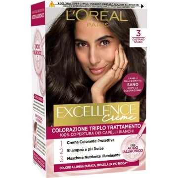 L'OREAL TINTA CAPELLI EXCELLENCE CREME CON ACIDO IALURONICO N.3 CASTANO SCURO OKX