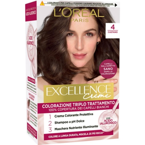 L'OREAL TINTA CAPELLI EXCELLENCE CREME CON ACIDO IALURONICO N.4 CASTANO OKX