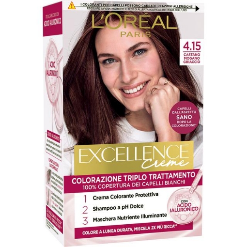 L'OREAL TINTA CAPELLI EXCELLENCE CREME CON ACIDO IALURONICO N.4.15 CASTANO MOGANO GHIACCIO OKX