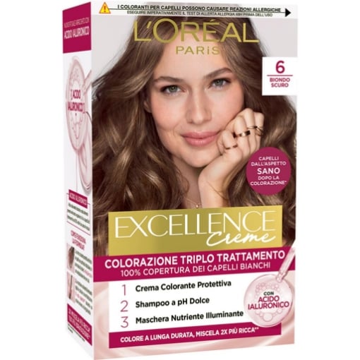 L'OREAL TINTA CAPELLI EXCELLENCE CREME CON ACIDO IALURONICO N.6 BIONDO SCURO OKX