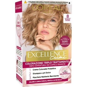 L'OREAL TINTA CAPELLI EXCELLENCE CREME CON ACIDO IALURONICO N.8 BIONDO CHIARO OKX