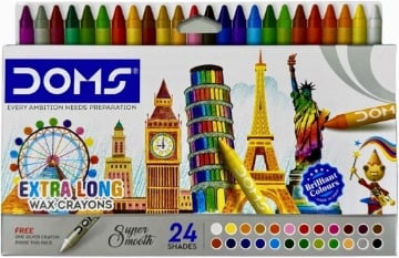 DOMS SET 24 PASTELLI A CERA COLORI ASSORTITI PIÙ 1 PASTELLO ARGENTO OKX