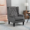 POLTRONA DA SALOTTO STILE FRANCESE CON GAMBE IN LEGNO E CUSCINI SFODERABILI 74X86X102 CM GRIGIO
