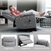 POLTRONA RELAX ALZAPERSONA ELETTRICA RECLINABILE CON TELECOMANDO E POGGIAPIEDI IN TESSUTO GRIGIO CHIARO