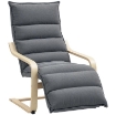 POLTRONA RELAX IN LEGNO CON RIVESTIMENTO IN VELLUTO E POGGIAPIEDI REGOLABILE GRIGIO SCURO