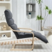 POLTRONA RELAX IN LEGNO CON RIVESTIMENTO IN VELLUTO E POGGIAPIEDI REGOLABILE GRIGIO SCURO