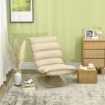 POLTRONA IN TESSUTO IMBOTTITA GIREVOLE A 360° E RECLINABILE A 3 LIVELLI 62X62X95CM, BEIGE
