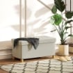 PANCA CONTENITORE PIEGHEVOLE DA 67L, COPERCHIO IMBOTTITO E RIVESTIMENTO VELLUTATO, 76X38X38CM, CREMA