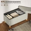 PANCA CONTENITORE PIEGHEVOLE DA 67L, COPERCHIO IMBOTTITO E RIVESTIMENTO VELLUTATO, 76X38X38CM, CREMA