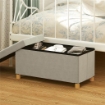 PANCA CONTENITORE PIEGHEVOLE DA 67L, COPERCHIO IMBOTTITO E RIVESTIMENTO VELLUTATO, 76X38X38CM, CREMA