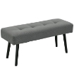 PANCA FONDO LETTO A TRAPUNTA IN TESSUTO EFFETTO VELLUTO A COSTE E ACCIAIO, 100X36X45 CM, GRIGIO