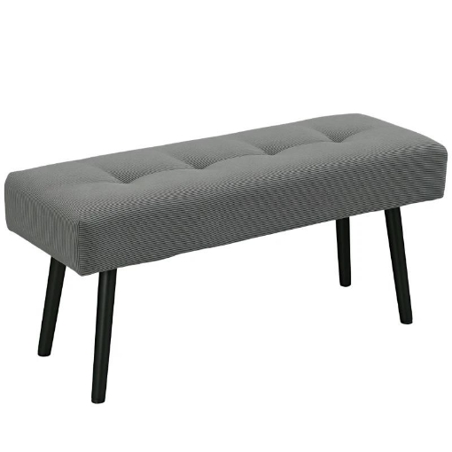 PANCA FONDO LETTO A TRAPUNTA IN TESSUTO EFFETTO VELLUTO A COSTE E ACCIAIO, 100X36X45 CM, GRIGIO