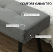 PANCA FONDO LETTO A TRAPUNTA IN TESSUTO EFFETTO VELLUTO A COSTE E ACCIAIO, 100X36X45 CM, GRIGIO