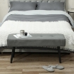 PANCA FONDO LETTO A TRAPUNTA IN TESSUTO EFFETTO VELLUTO A COSTE E ACCIAIO, 100X36X45 CM, GRIGIO