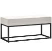 PANCA DA INGRESSO MODERNO IN ACCIAIO, SPUGNA E TESSUTO VELLUTATO CON PIEDINI REGOLABILI, 94X42X44 CM, CREMA