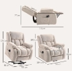 POLTRONA ALZAPERSONA MASSAGGIANTE E RECLINABILE CON 2 TASCHE E TELECOMANDO, 93X104X105 CM, BEIGE