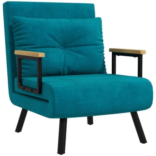 POLTRONA LETTO 3 IN 1 CON SCHIENALE RECLINABILE IN 5 POSIZIONI E CUSCINO, 63X73X81 CM, BLU SCURO