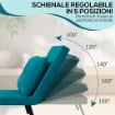 POLTRONA LETTO 3 IN 1 CON SCHIENALE RECLINABILE IN 5 POSIZIONI E CUSCINO, 63X73X81 CM, BLU SCURO