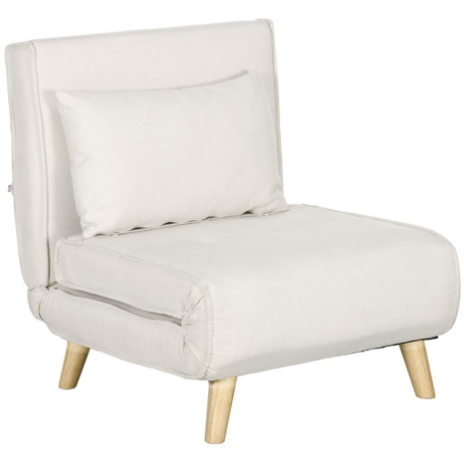 POLTRONA LETTO 2 IN 1 CON SCHIENALE REGOLABILE E CUSCINO, IN TESSUTO EFFETTO LINO, 72X78X79CM