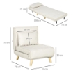 POLTRONA LETTO 2 IN 1 CON SCHIENALE REGOLABILE E CUSCINO, IN TESSUTO EFFETTO LINO, 72X78X79CM