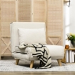 POLTRONA LETTO 2 IN 1 CON SCHIENALE REGOLABILE E CUSCINO, IN TESSUTO EFFETTO LINO, 72X78X79CM