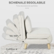 POLTRONA LETTO 2 IN 1 CON SCHIENALE REGOLABILE E CUSCINO, IN TESSUTO EFFETTO LINO, 72X78X79CM