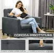 POLTRONA LETTO IN TESSUTO EFFETTO VELLUTO GRIGIO CON 2 CUSCINI E SPAZIO CONTENITORE, 100X98X88 CM
