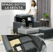 POLTRONA LETTO IN TESSUTO EFFETTO VELLUTO GRIGIO CON 2 CUSCINI E SPAZIO CONTENITORE, 100X98X88 CM