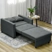 POLTRONA LETTO IN TESSUTO EFFETTO VELLUTO GRIGIO CON 2 CUSCINI E SPAZIO CONTENITORE, 100X98X88 CM