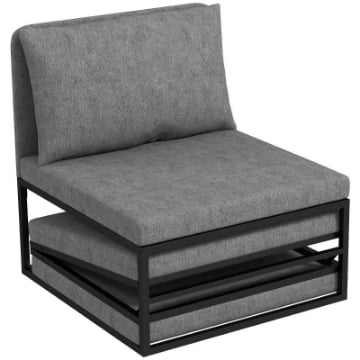 POLTRONA LETTO CON CUSCINO E COPERTURA PROTETTIVA, IN TESSUTO EFFETTO LINO E METALLO, 66X70X74 CM, GRIGIO