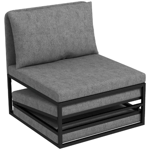 POLTRONA LETTO CON CUSCINO E COPERTURA PROTETTIVA, IN TESSUTO EFFETTO LINO E METALLO, 66X70X74 CM, GRIGIO