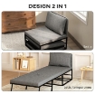 POLTRONA LETTO CON CUSCINO E COPERTURA PROTETTIVA, IN TESSUTO EFFETTO LINO E METALLO, 66X70X74 CM, GRIGIO