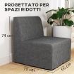 POLTRONA LETTO CON CUSCINO E COPERTURA PROTETTIVA, IN TESSUTO EFFETTO LINO E METALLO, 66X70X74 CM, GRIGIO