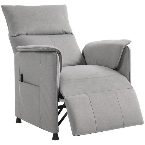 POLTRONA RECLINABILE ELETTRICA CON TELECOMANDO E POGGIAPIEDI, IN TESSUTO EFFETTO VELLUTO, 80X83X104 CM, GRIGIO