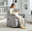 POLTRONA RECLINABILE ELETTRICA CON TELECOMANDO E POGGIAPIEDI, IN TESSUTO EFFETTO VELLUTO, 80X83X104 CM, GRIGIO