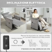 POLTRONA RECLINABILE ELETTRICA CON TELECOMANDO E POGGIAPIEDI, IN TESSUTO EFFETTO VELLUTO, 80X83X104 CM, GRIGIO