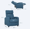 POLTRONA RELAX RECLINABILE MANUALMENTE CON POGGIAPIEDI E IMBOTTITA IN TESSUTO, BLU