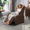 POLTRONA RELAX RECLINABILE CON POGGIAPIEDI IN TESSUTO EFFETTO LINO, 69X85X100 CM, MARRONE