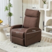 POLTRONA RELAX RECLINABILE CON POGGIAPIEDI IN TESSUTO EFFETTO LINO, 69X85X100 CM, MARRONE