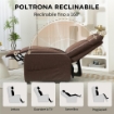 POLTRONA RELAX RECLINABILE CON POGGIAPIEDI IN TESSUTO EFFETTO LINO, 69X85X100 CM, MARRONE