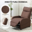 POLTRONA RELAX RECLINABILE CON POGGIAPIEDI IN TESSUTO EFFETTO LINO, 69X85X100 CM, MARRONE