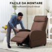 POLTRONA RELAX RECLINABILE CON POGGIAPIEDI IN TESSUTO EFFETTO LINO, 69X85X100 CM, MARRONE