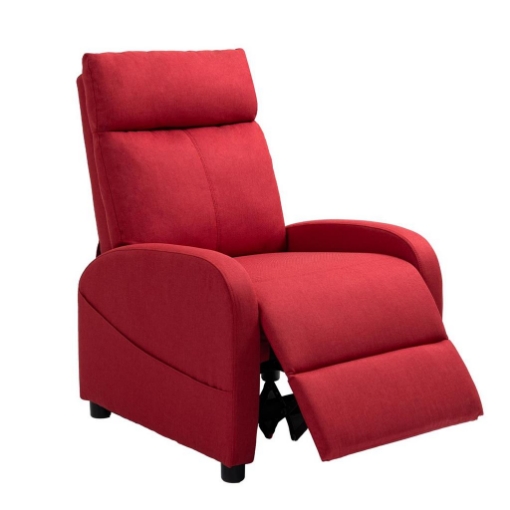 POLTRONA RELAX RECLINABILE CON POGGIAPIEDI IN TESSUTO EFFETTO LINO, 69X85X100 CM, ROSSO